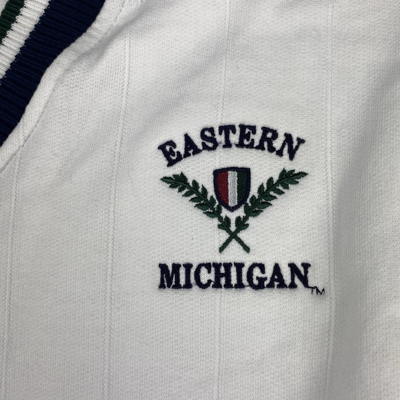 Vintage Eastern Michigan Sweatshirt Mens XL White Varsity V Neck Gear for Sports - Picture 7 of 14